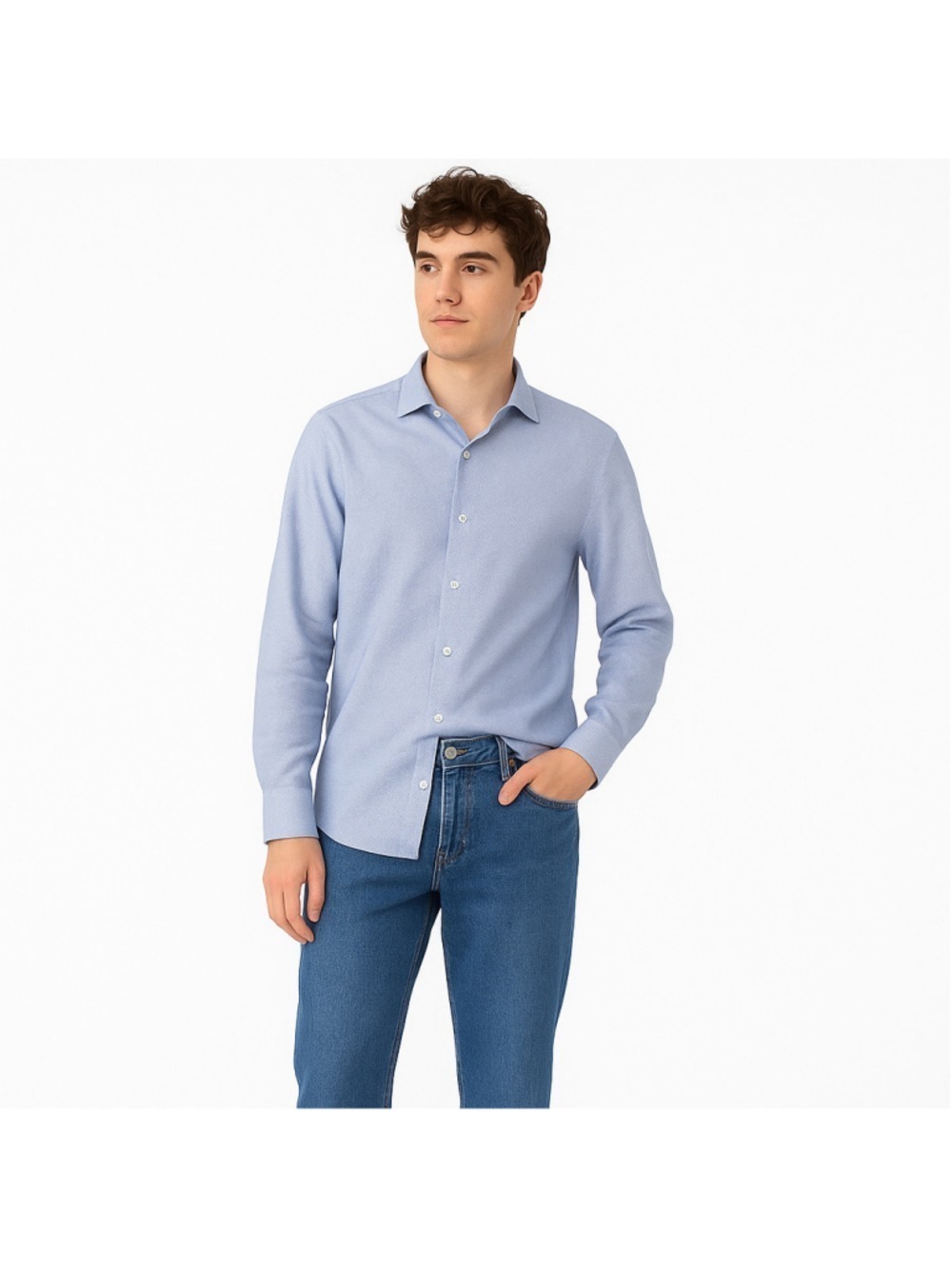 Massimo Dutti Men's Italian Fabric Blue Pattern Dress Shirt EUR 42 / US 16.5